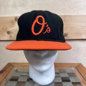 VTG Baltimore Orioles Hat Cap Fitted 7 3/8 Black Orange MLB Baseball New Era